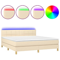 vidaXL Sommier à lattes de lit avec matelas LED Crème 160x200 cm Tissu