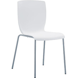 Decoshop26 Chaise de cuisine ou véranda empilable pour intérieur ou extérieur assise en plastique blanc cadre en aluminium 10_0000973