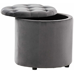 Decoshop26 Pouf tabouret coffre avec espace de rangement en tissu velours gris 42x44cm TABO10080