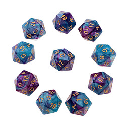 10pcs 20 dés dés polyèdre dés dés pour d u0026 d trpg coupe jeu bleu + violet