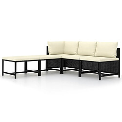 Maison Chic Salon de jardin 5 pcs + coussins - Mobilier/Meubles de jardin - Table et chaises d'extérieur Noir Résine tressée -MN13546