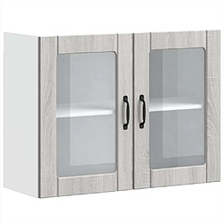 vidaXL Armoire murale de cuisine et porte en verre Lucca sonoma gris