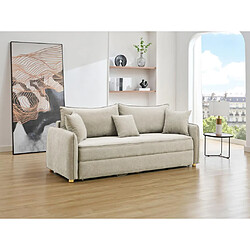 Vente-Unique Canapé 3 places convertible en tissu beige avec assise à mémoire de forme TORNOLO