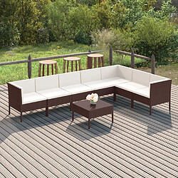 Maison Chic Salon de jardin 8 pcs + coussins - Mobilier/Meubles de jardin - Table et chaises d'extérieur Résine tressée Marron -MN85294