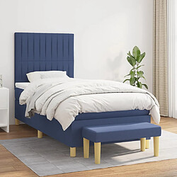 vidaXL Sommier à lattes de lit avec matelas Bleu 80x200 cm Tissu