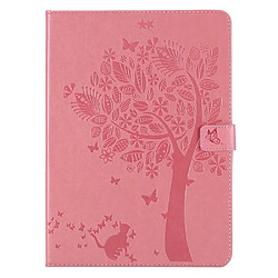 Etui en PU motif chat et arbre avec support magnétique rose pour votre iPad mini (2021)