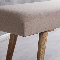 Avis Mes Banc 2 places 117x38x51 cm en tissu beige et pieds en manguier