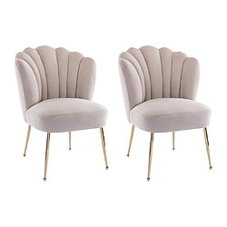 Lot de 2 chaises en velours et acier doré - Beige - RUTY de Pascal MORABITO