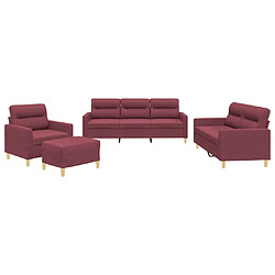 vidaXL Ensemble de canapés 4 pcs avec coussins Rouge bordeaux Tissu