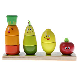 Mignon Blocs de Fruits en Bois Empilement Jouets éducatifs pour les Nourrissons