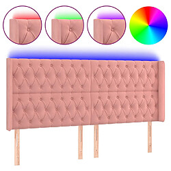 vidaXL Tête de lit à LED Rose 203x16x118/128 cm Velours