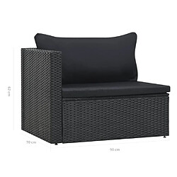 vidaXL Salon de jardin 5 pcs avec coussins résine tressée noir pas cher