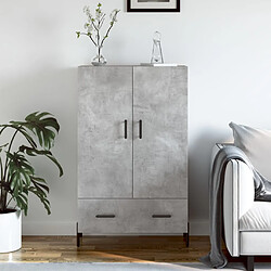 vidaXL Buffet haut gris béton 69,5x31x115 cm bois d'ingénierie