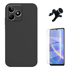 Kit Film de Hydrogel Étui Complète Devant + Étui Silicone Liquide + SuppOrt Magnétique Renforcé Phonecare pour Realme C51 - Noir