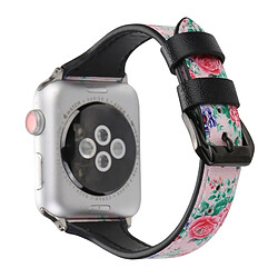 Acheter Wewoo Lettre T Forme Simple Floral Bracelet de montre en cuir véritable avec boucle en acier inoxydable pour Apple Watch séries 3 et 2 et 1 42 mm (rose)