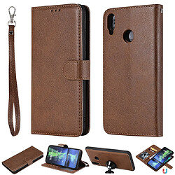 Wewoo Housse Coque Pour Huawei Honor 8X Étui de protection à rabat horizontal de couleur unie avec support et fentes cartes et portefeuille et cadre photo et lanière marron