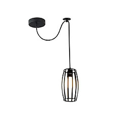 Stoex Suspension industrielle cage rond 1 tête E27 simple lustre plafonniers vintage DIY corde ajustable Noir