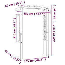 vidaXL Voûte en treillis 150x60x210 cm Bois pas cher