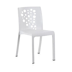 Pegane Lot de 6 chaises de jardin empilables en résine coloris blanc - Longueur 48 x Profondeur 54 x Hauteur 81 cm