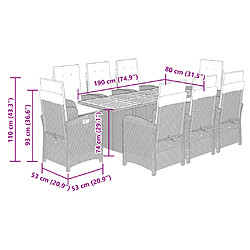 vidaXL Ensemble à manger de jardin et coussins 9 pcs beige Poly rotin pas cher