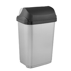 Keeeper Poubelle avec couvercle rotatif capacité 25 litres couleur argent