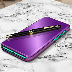 Avizar Housse Huawei P40 Lite Clapet translucide Design Miroir Support Vidéo Violet