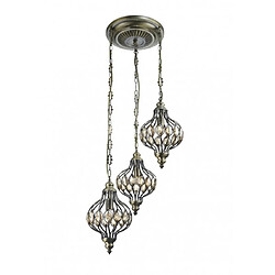 Luminaire Center Suspension Marisa Laiton antique 3 ampoules 51cm