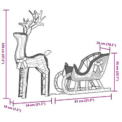 vidaXL Décoration de Noël renne et traîneau 100 LED blanc chaud pas cher