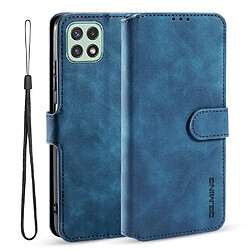 Dg.Ming Etui en PU + TPU style rétro avec support et sangle bleu pour votre Samsung Galaxy A22 5G (EU Version)