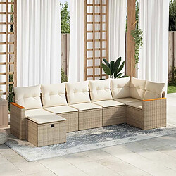 vidaXL Salon de jardin avec coussins 7 pcs beige résine tressée