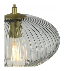 Avis Luminaire Center Suspension Edmond Verre Laiton antique,vitrage côtelé fumé 1 ampoule 24,5cm