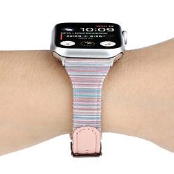 Acheter Wewoo Pour Apple Watch Series 5 & 4 44mm / 3 & 2 & 1 42mm Stitching Stripes Bracelet en cuir véritable rose