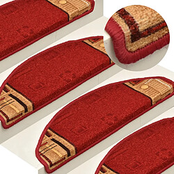 vidaXL Tapis d'escalier autocollants 15 pcs Rouge 65x21x4 cm