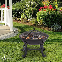 Vounot Brasero exterieur BBQ avec couvercle en acier noir