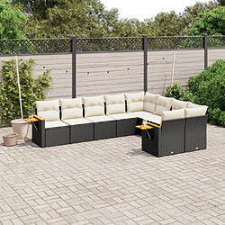 Maison Chic Ensemble Tables et chaises d'extérieur 9 pcs avec coussins,Salon de jardin noir résine tressée -GKD823715