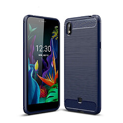 Wewoo Coque Souple Pour LG K20 ?2019 TPU TPU en fibre de carbone texture brossé bleu marine