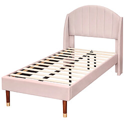 Avis ComfortXL Lit rembourré 90x200 avec sommier et tête de lit, velours rose