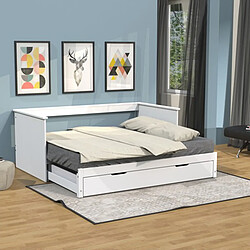 MES Lit banquette extensible - 90x190 cm - Blanc