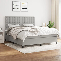 Maison Chic Lit adulte- Lit + matelas,Sommier à lattes de lit avec matelas Gris clair 180x200cm Tissu -GKD35237