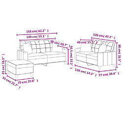 vidaXL Ensemble de canapés 3 pcs avec coussins cappuccino similicuir pas cher