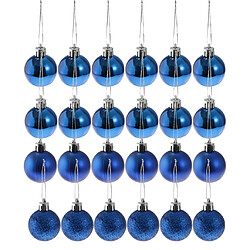 24pcs 6cm boules de noël ornements d'arbre de Noël suspendus décorations bleu