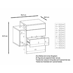 Mpc Table De Chevet Blanc Mat Et Pétrol (lxhxp) : 60 X 63 X 36 pas cher