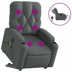 Maison Chic Fauteuil Relax pour salon, Fauteuil inclinable de massage électrique Gris foncé Tissu -GKD90230