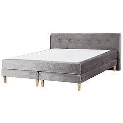 Beliani Lit boxspring en velours gris 180 x 200 cm MARQUISE