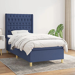 Maison Chic Structures de lit + matelas,Lit à sommier tapissier avec matelas Bleu 90x190 cm Tissu -MN32188