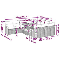 vidaXL Ensemble de canapés de jardin 11 pcs et coussins rotin acacia pas cher