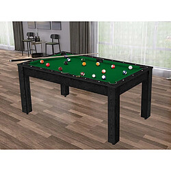 Jardindeco Billard convertible table 6 personnes Texas + pack accessoires Confort noir boisé et vert (tapis)