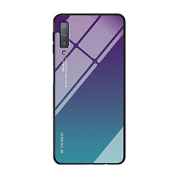 Wewoo Coque Pour Galaxy A7 2018 étui en verre de couleur dégradée violet