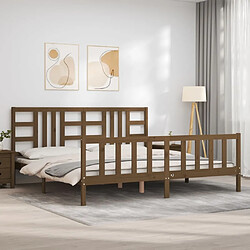 Avis Maison Chic Lit adulte - Cadre Structure de lit avec tête de lit Contemporain marron miel 200x200cm bois massif -MN33470