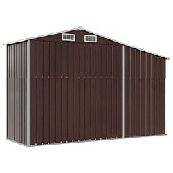 Acheter Helloshop26 Abri de jardin cabane cabanon maison de stockage remise extérieur hangar outils robuste 277 x 93 x 179 cm acier galvanisé marron 02_0022287